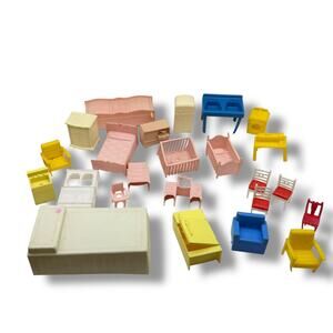 1960s vintage plastic Miniatures Dollhouse furniture lot Louis Marx and Co